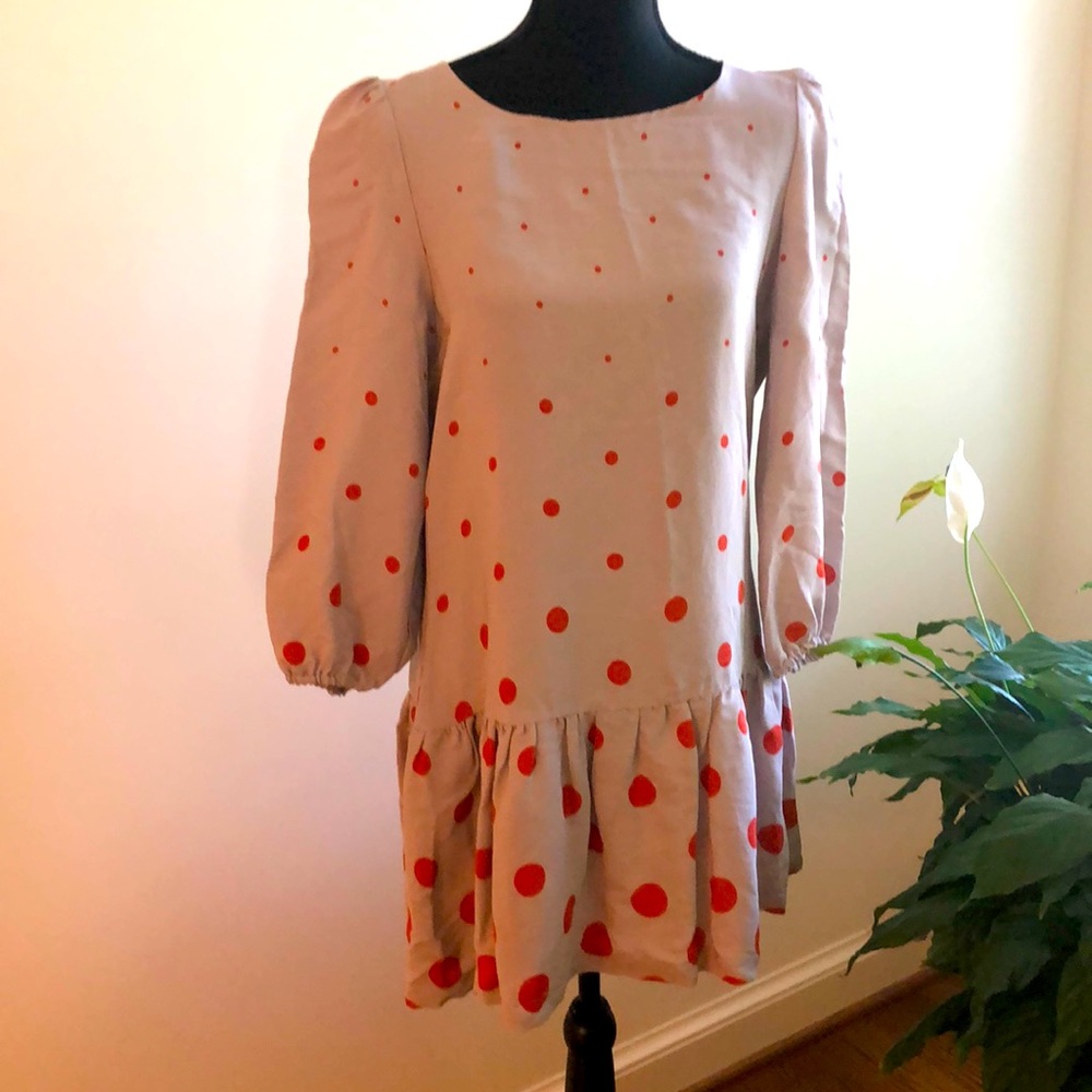 NWT Anthropologie Meadow Rue polka dot baby-doll mini-dress/tunic. Pockets!